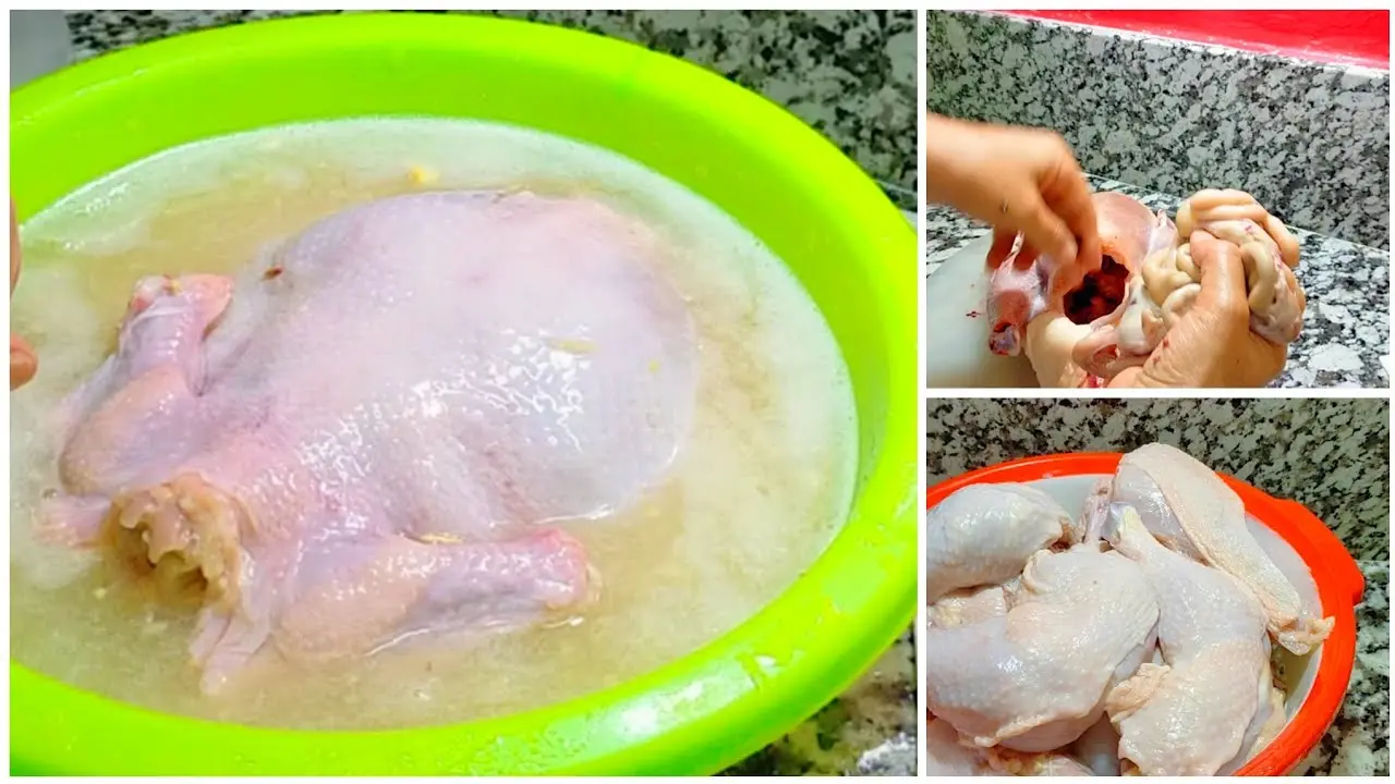 تنظيف الدجاج بالدقيق